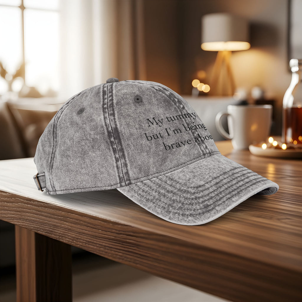 Bespattered Facade "My Tummy Hurts" Black Embroidered Vintage Cap