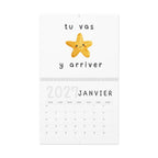 French motivational phrases kawaii Monthly Wall Calendar 2027, Cute Encouragement Calendar