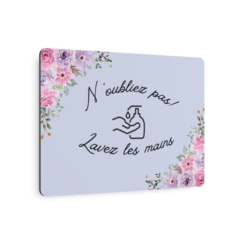 N'oubliez pas lavez les mains metal Floral Bathroom Sign