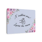N'oubliez pas lavez les mains metal Floral Bathroom Sign by Printify