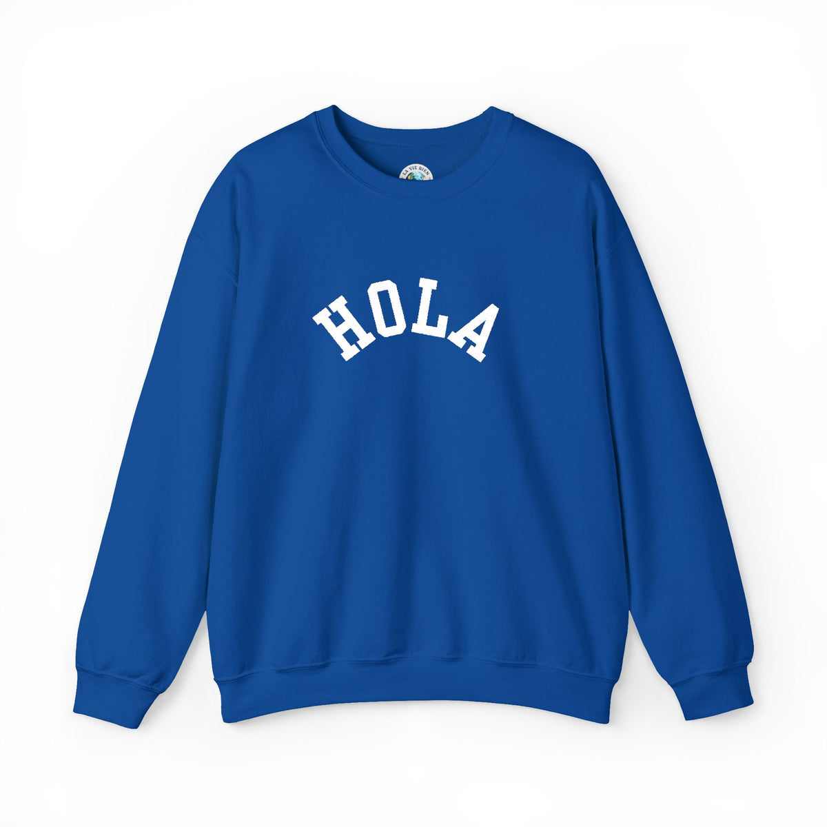 HOLA embroidered collegiate font Crewneck Sweatshirt - Gift for Spanish speakers