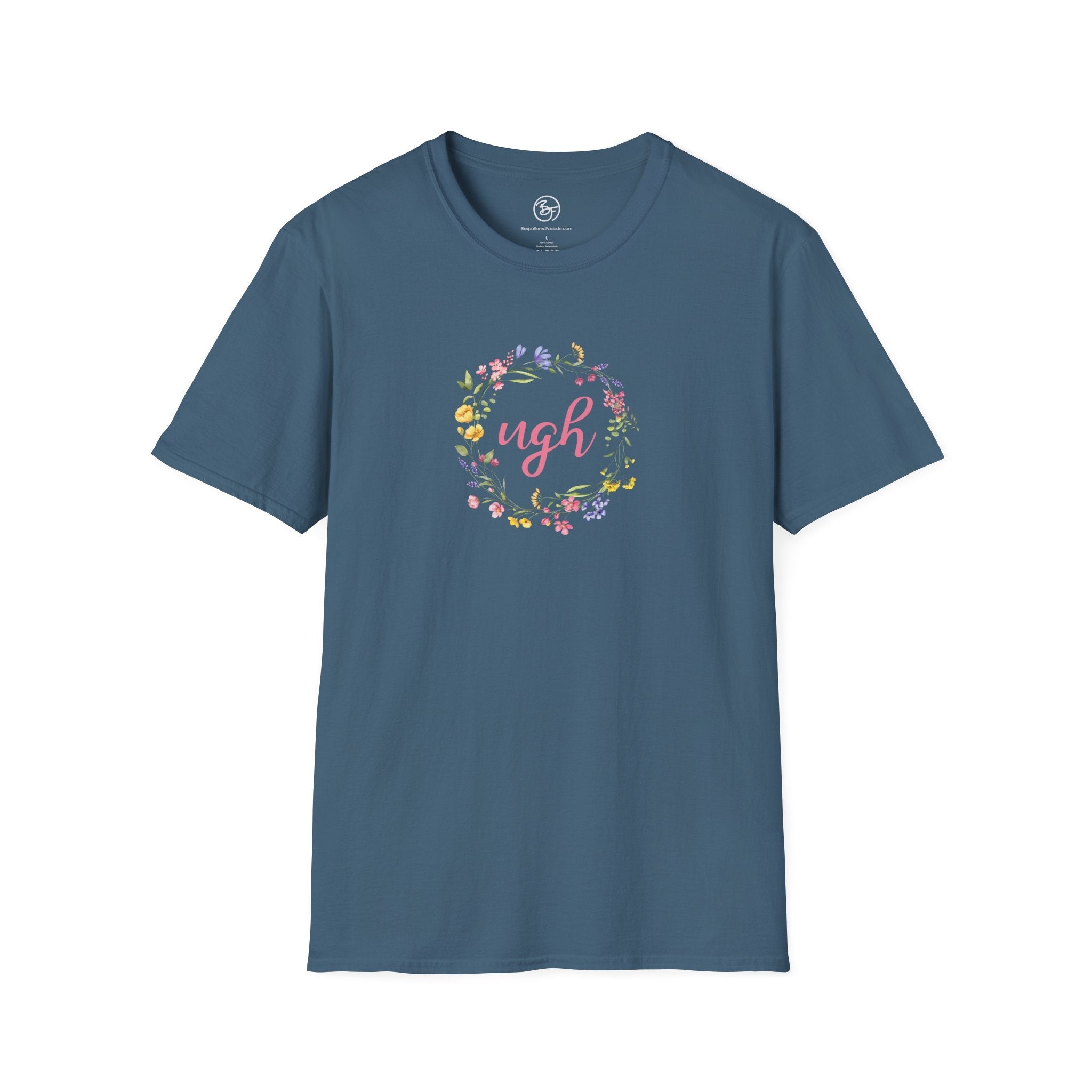 Bespattered Facade "Ugh" Floral Unisex Softstyle T-Shirt
