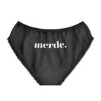 Merde minimalist French undies, Black with white text, funny French gifts for women