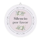 Silencio por favor hanging wooden wall sign by Printify