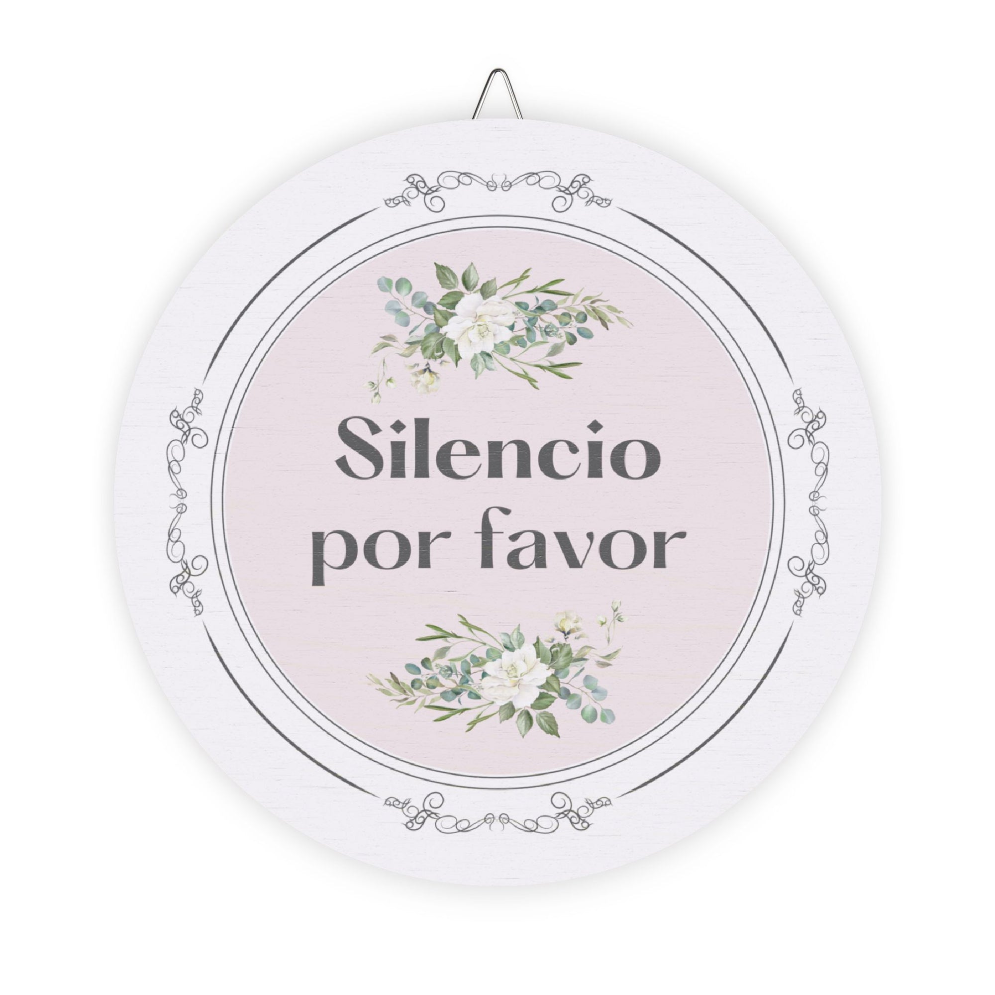 Silencio por favor hanging wooden wall sign