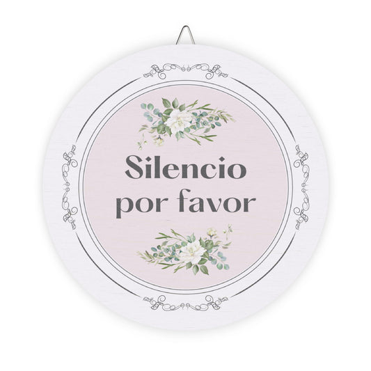 Silencio por favor hanging wooden wall sign