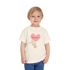 Bonjour Toddler Tee with Bunny & Heart by Printify
