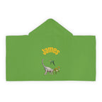 Kid's personalized dinosaur hooded bath towel by Printify
