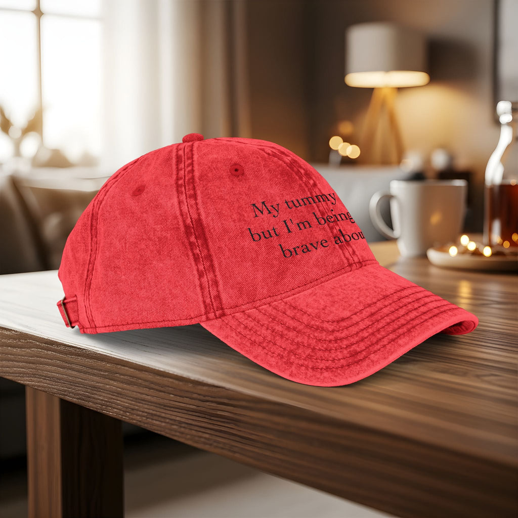 Bespattered Facade "My Tummy Hurts" Black Embroidered Vintage Cap