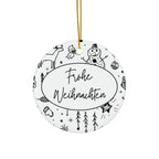 Frohe Weihnachten Ceramic Ornament, German "Merry Christmas" by Printify