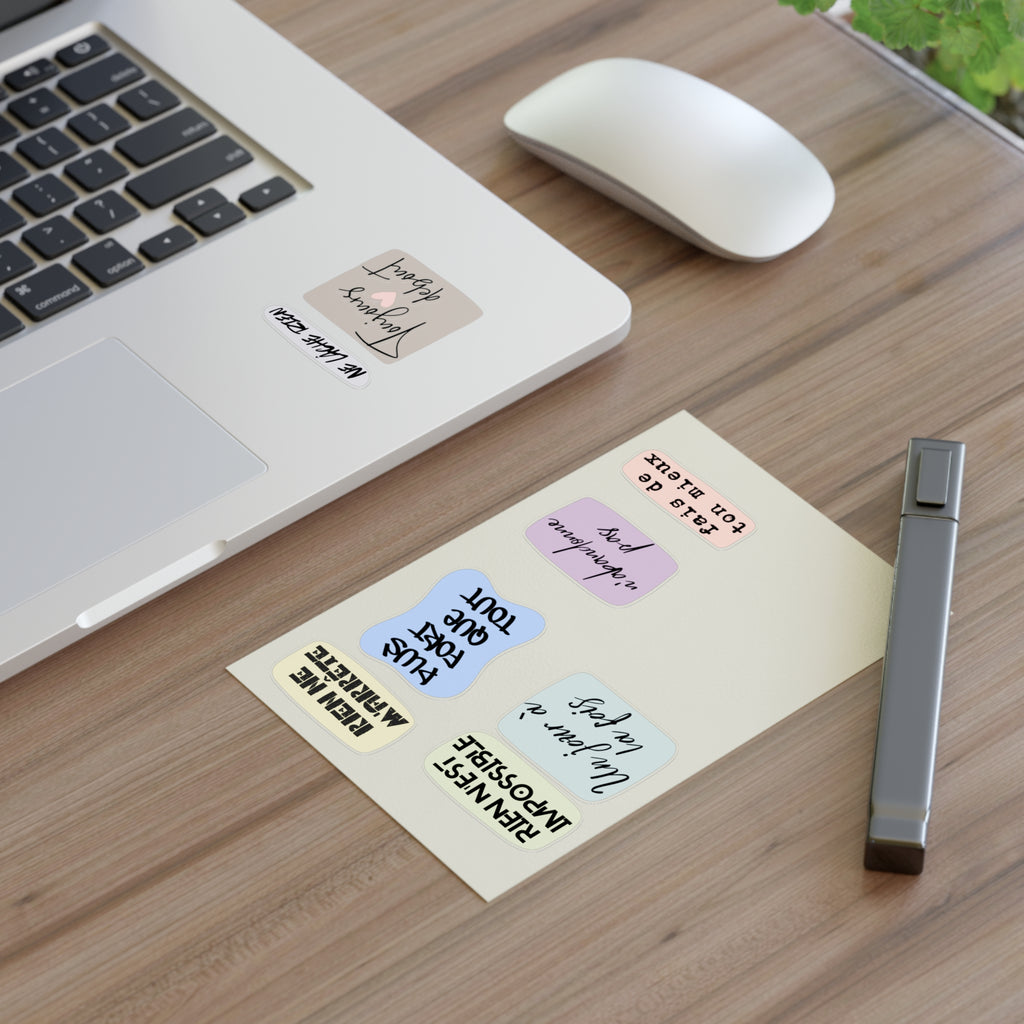 French Motivational Phrase Sticker Sheets | Pastel Quote Stickers