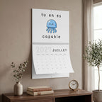 French motivational phrases kawaii Monthly Wall Calendar 2027, Cute Encouragement Calendar