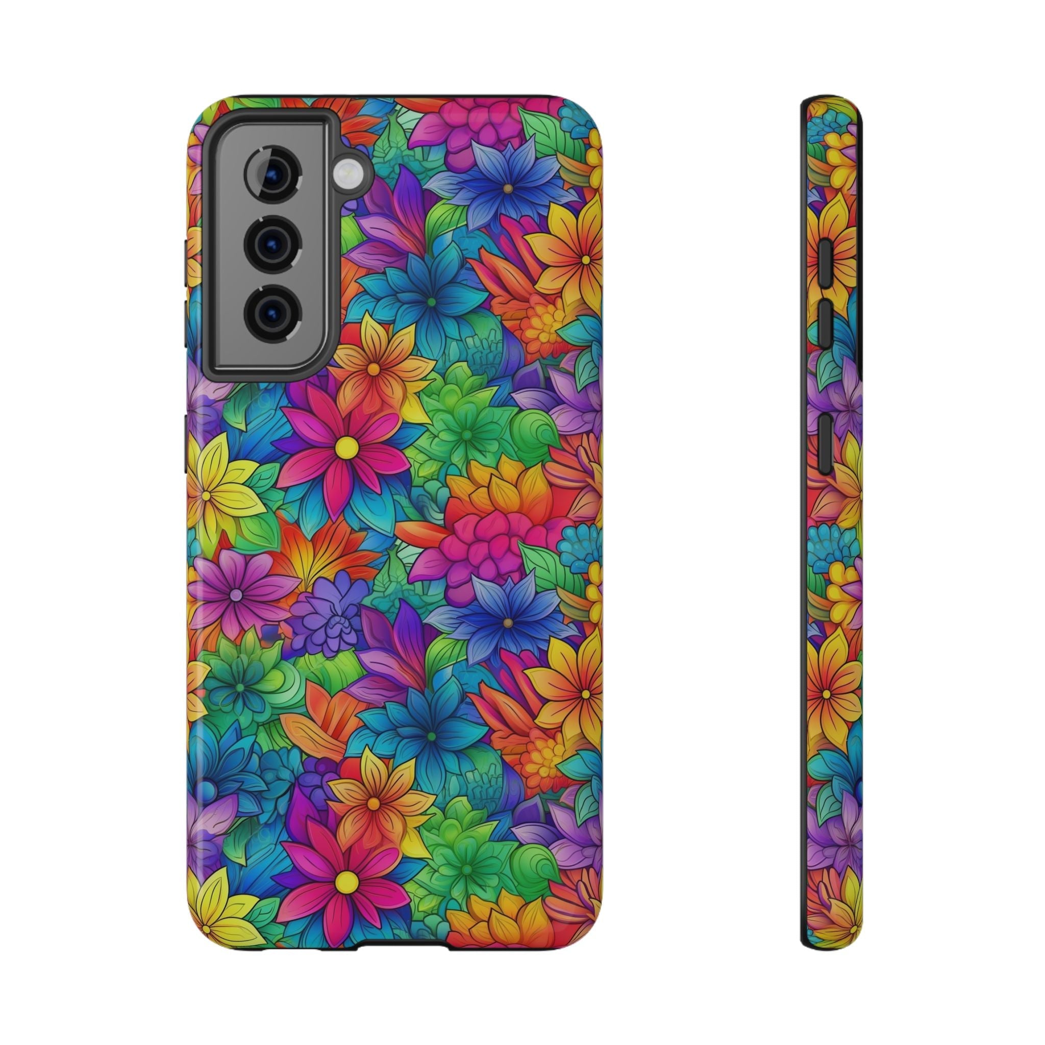 Bespattered Facade Bright Rainbow Flowers Impact-Resistant Case
