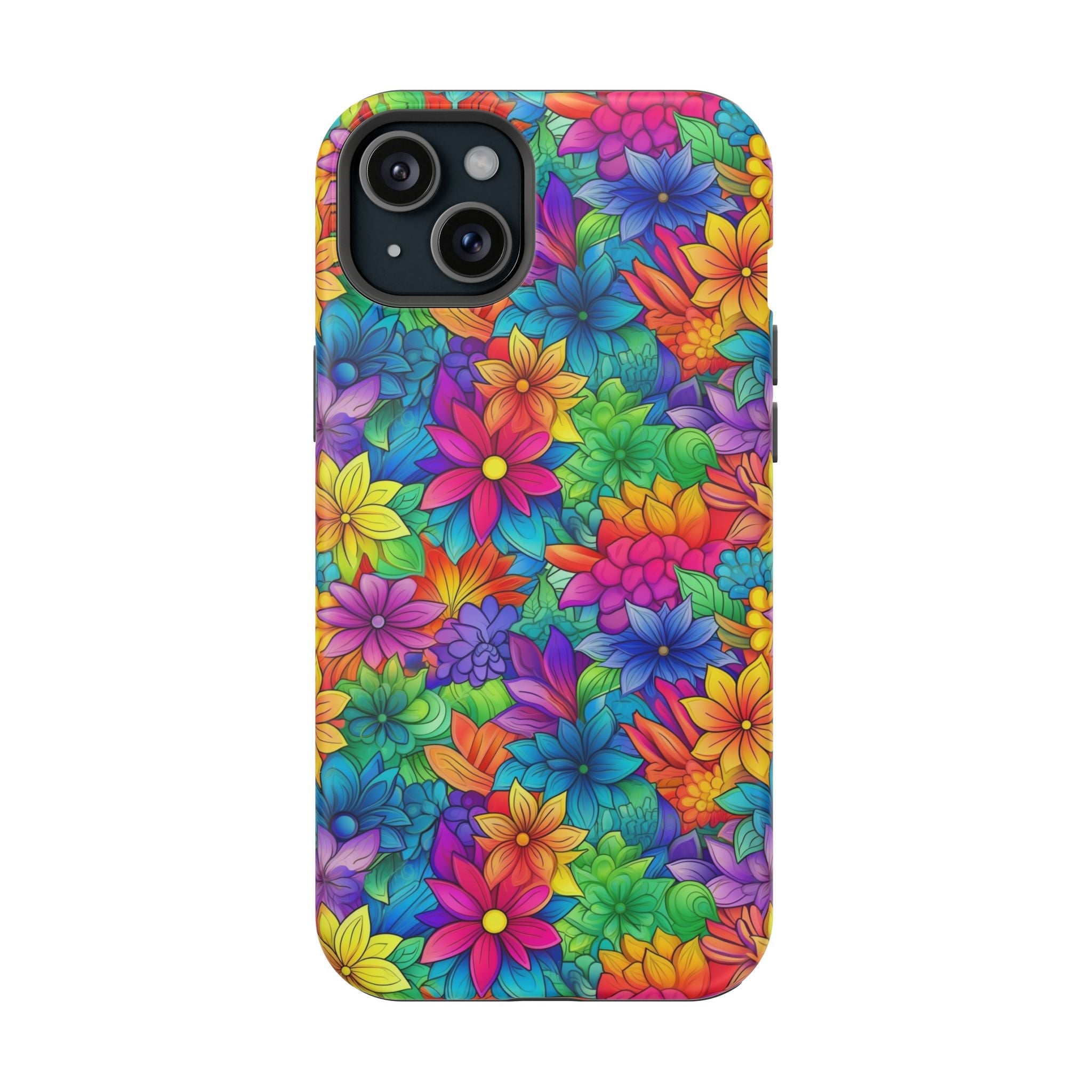 Bespattered Facade Bright Rainbow Flowers Impact-Resistant Case