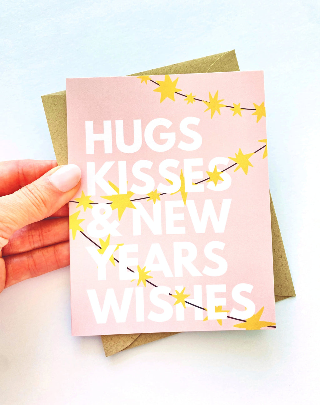 Hugs Kisses and New Year's Wishes Season's Greetings Card