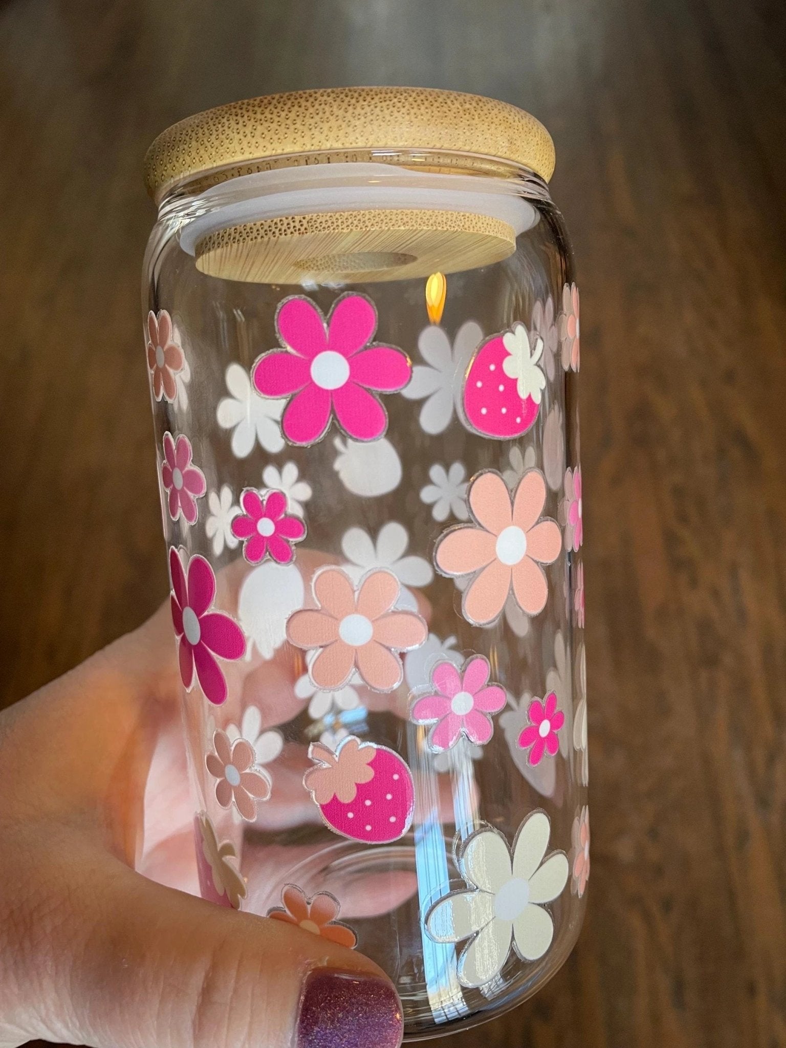 16oz Glass Cup with Lid & Straw by Parker + Kay Creative