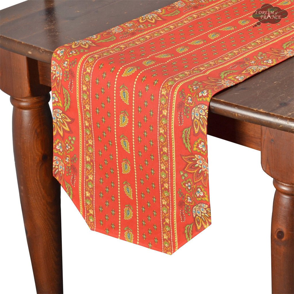 16x72" Lisa Red Acrylic - Coated Cotton Provence Table Runner by Le Cluny Table runner La Vie Bien 16x72" Lisa Red Acrylic - Coated Cotton Provence Table Runner by Le Cluny
