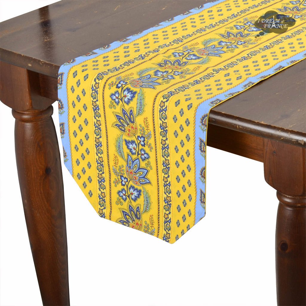 16x72" Lisa Yellow Acrylic - Coated Cotton Provence Table Runner by Le Cluny Table runner La Vie Bien 16x72" Lisa Yellow Acrylic - Coated Cotton Provence Table Runner by Le Cluny