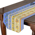 16x72" Monaco Blue & Yellow Acrylic-Coated Cotton Provence Table Runner by Le Cluny Table runner La Vie Bien 16x72" Monaco Blue & Yellow Acrylic-Coated Cotton Provence Table Runner by Le Cluny
