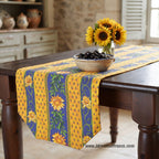 16x72" Sunflower Blue Acrylic-Coated Cotton Provence Table Runner by Le Cluny Table runner La Vie Bien 16x72" Sunflower Blue Acrylic-Coated Cotton Provence Table Runner by Le Cluny