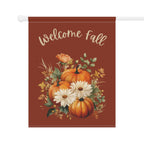 Welcome Fall Yard Flag with Floral Pumpkin Design by Printify