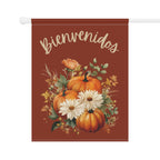 Bienvenidos Fall Yard Flag with Floral Pumpkin Design by Printify