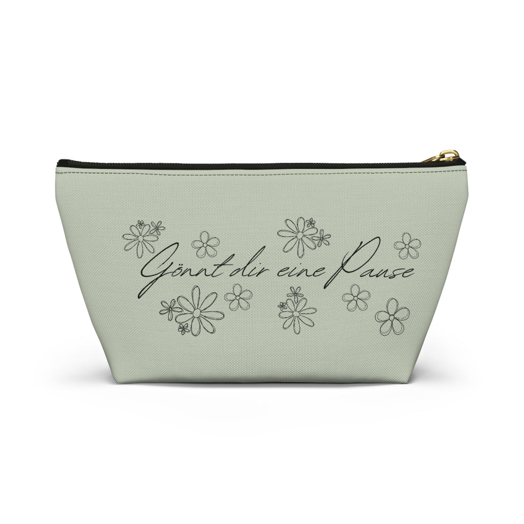 German mental health Accessory Pouch "Gönnt dir eine Pause" (Give yourself a break) Floral Makeup Bag, geschenk