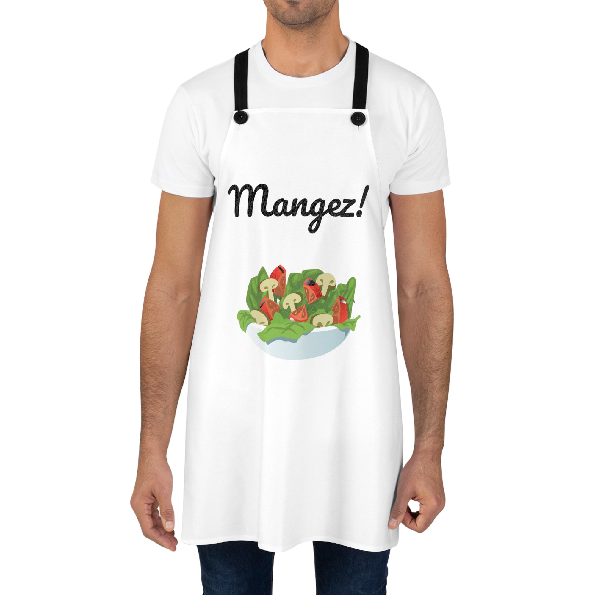 Mangez! French White kitchen Apron