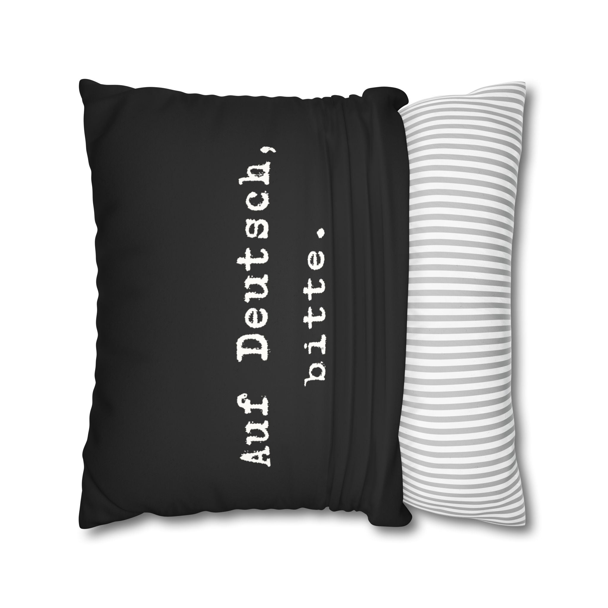 Auf Deutsch, bitte. Faux Suede Square Pillowcase — German Language Quote Decorative Pillow Cover