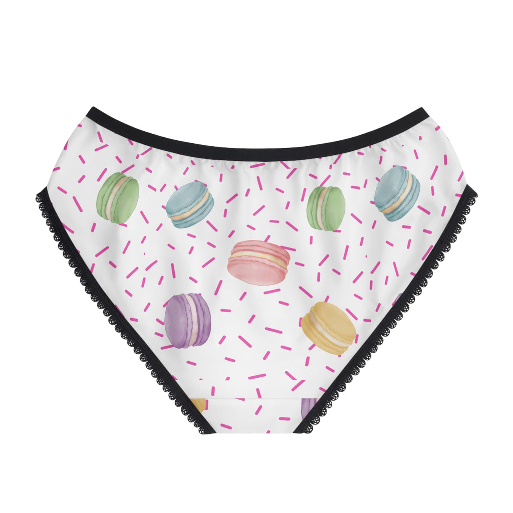 Macaron party Pattern Women's Brief underwear, French Pastry Print, Pink Sprinkles