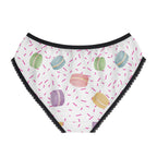 Macaron party Pattern Women's Brief underwear, French Pastry Print, Pink Sprinkles