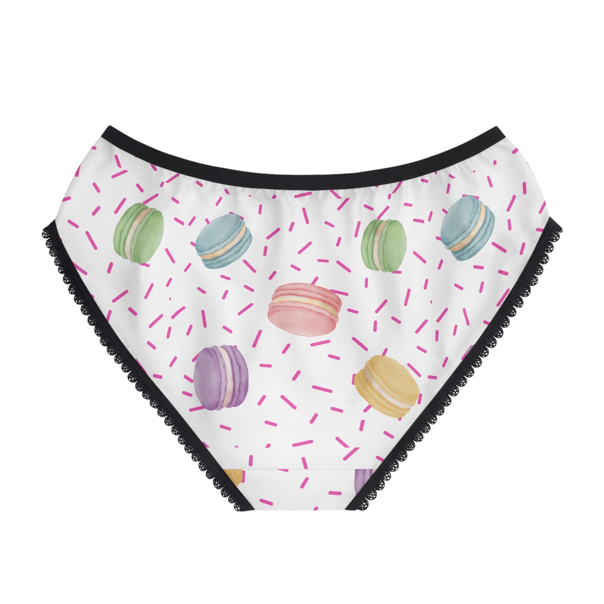 Macaron party Pattern Women's Brief underwear, French Pastry Print, Pink Sprinkles
