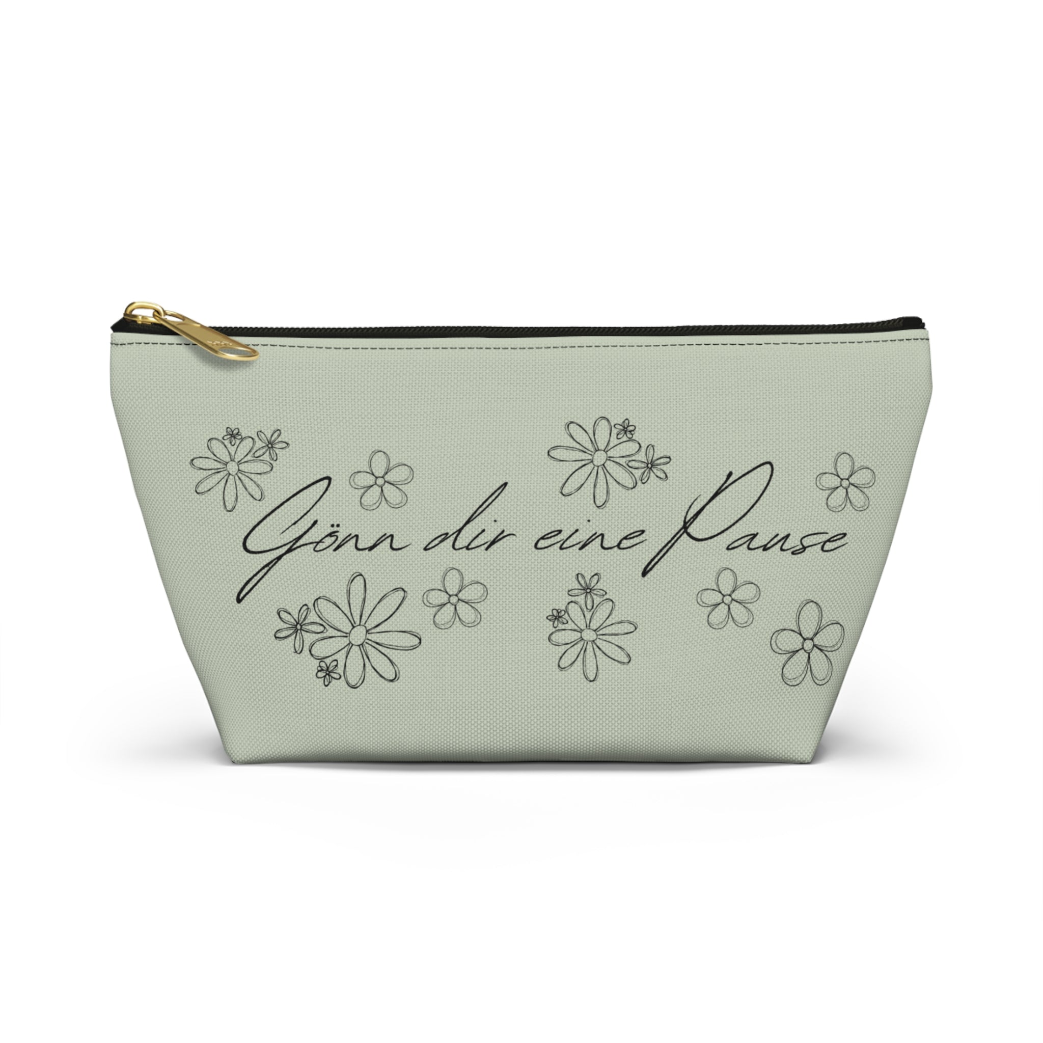Gönn dir eine Pause Floral Makeup Bag, German mental health Accessory Pouch