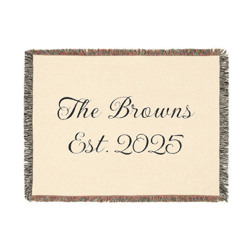 Custom family name and year Woven Blanket