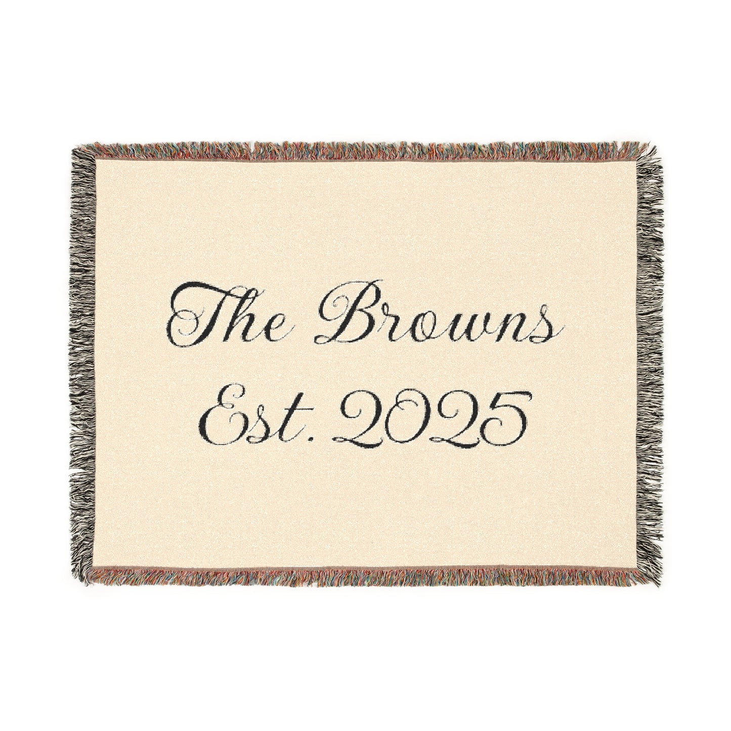 Custom family name and year Woven Blanket