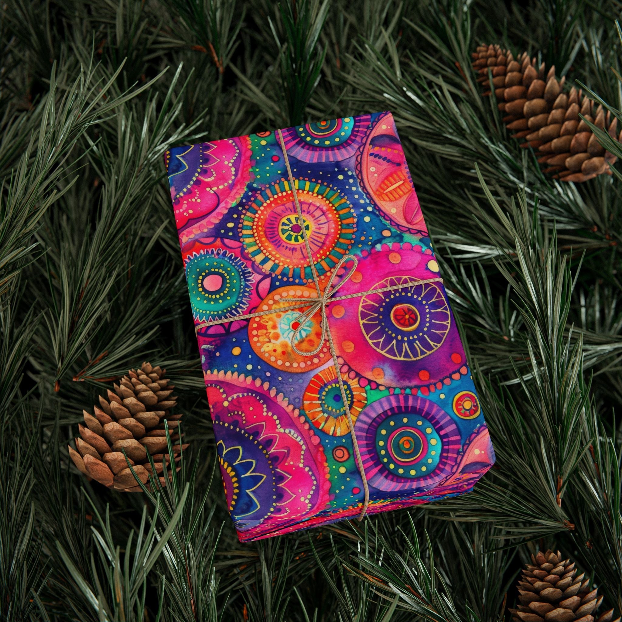 Bespattered Facade Colorful Circles Wrapping Paper | Three Sizes | Glossy or Matte