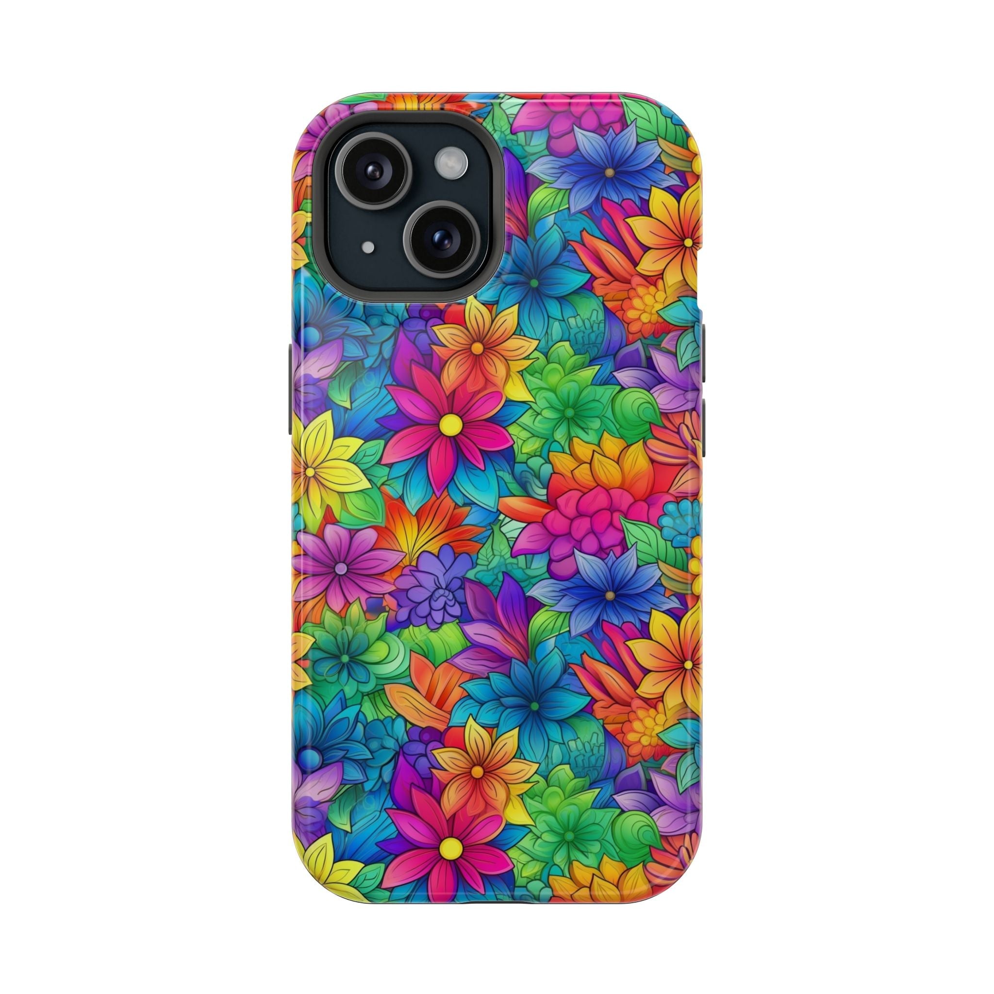 Bespattered Facade Bright Rainbow Flowers Impact-Resistant Case