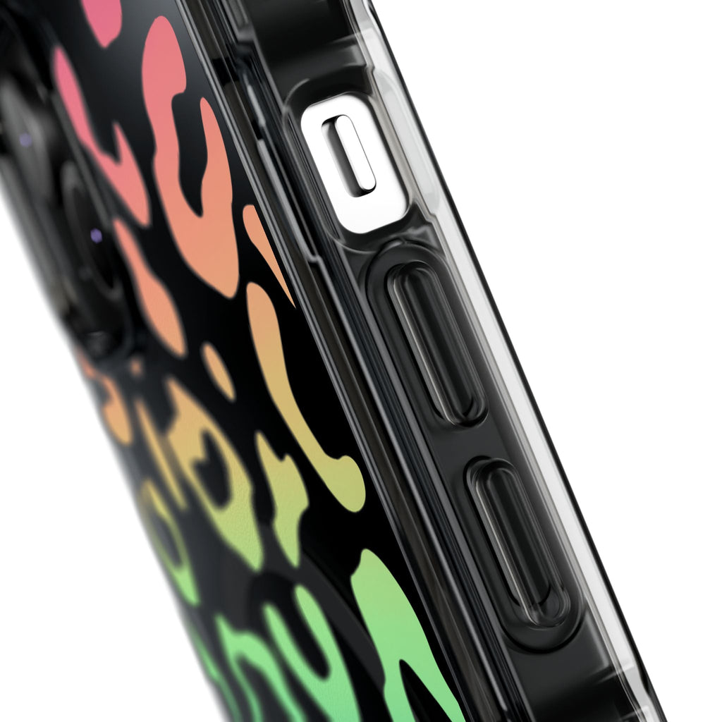 Bespattered Facade Bright Rainbow Leopard MagSafe Clear Impact Case