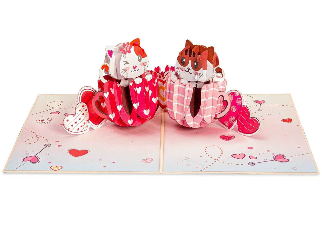 Love Cat Mugs Pop Up Card- 5" x 7" by Paper Love