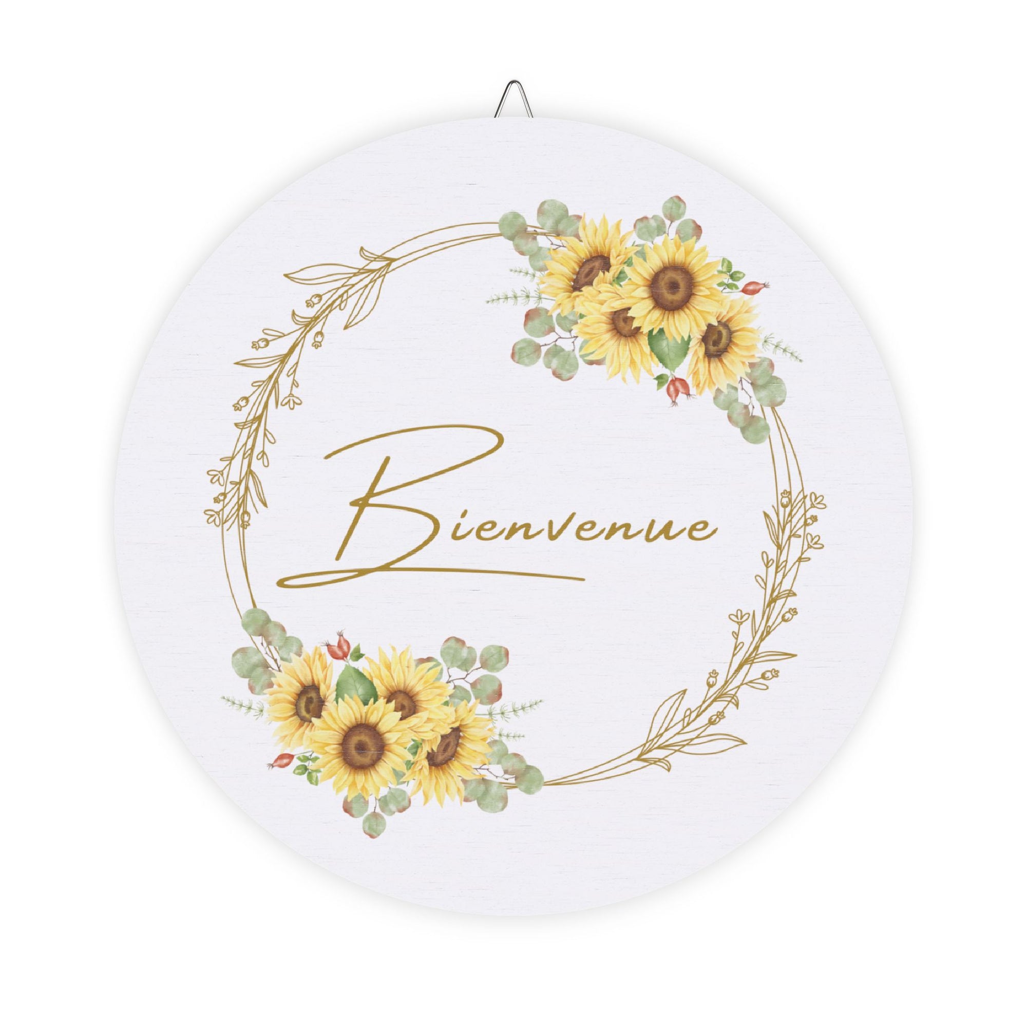 Bienvenue Sunflower Wooden Welcome Sign