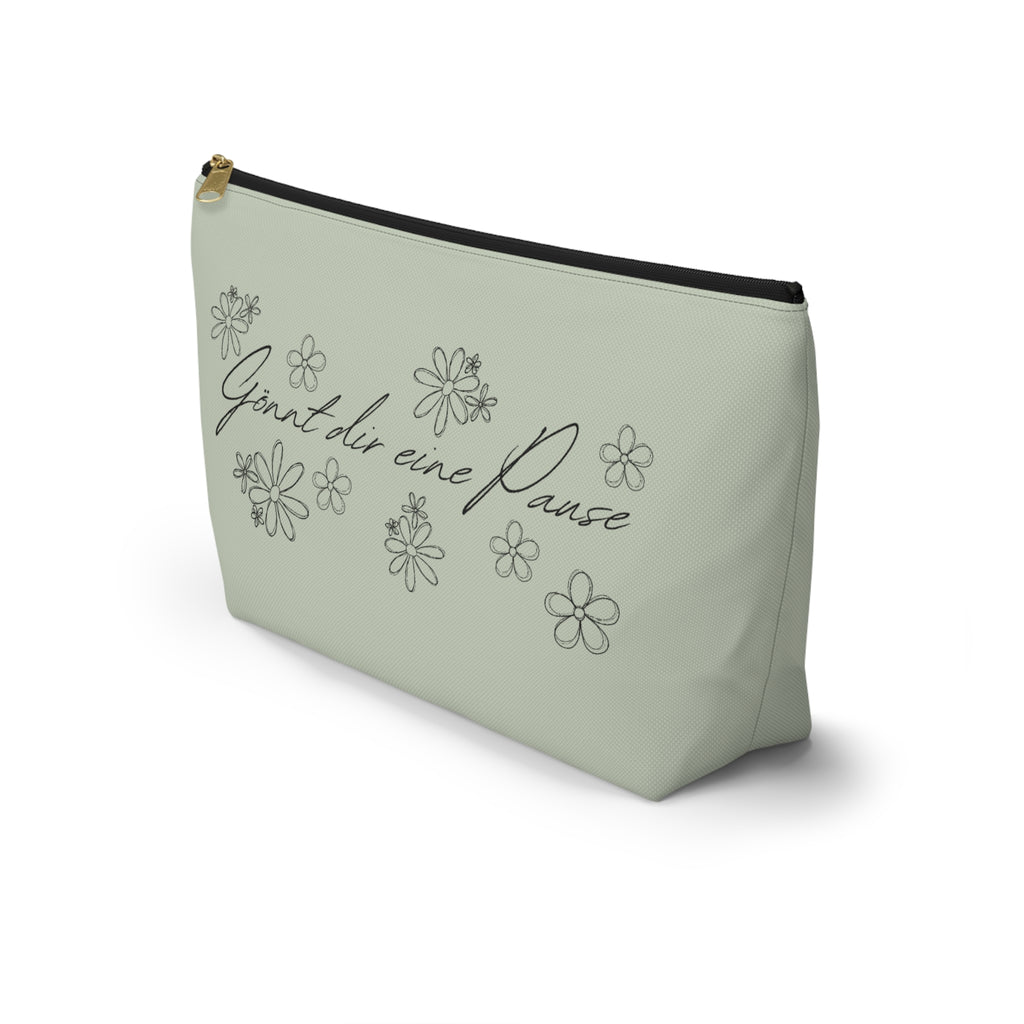 German mental health Accessory Pouch "Gönnt dir eine Pause" (Give yourself a break) Floral Makeup Bag, geschenk