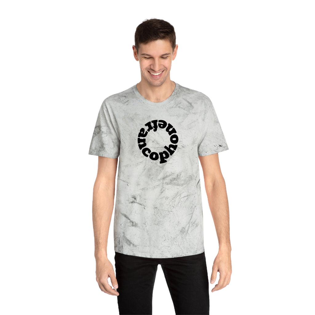 Francophone circular tye-dye tee shirt, retro unisex t-shirt for French language speakers
