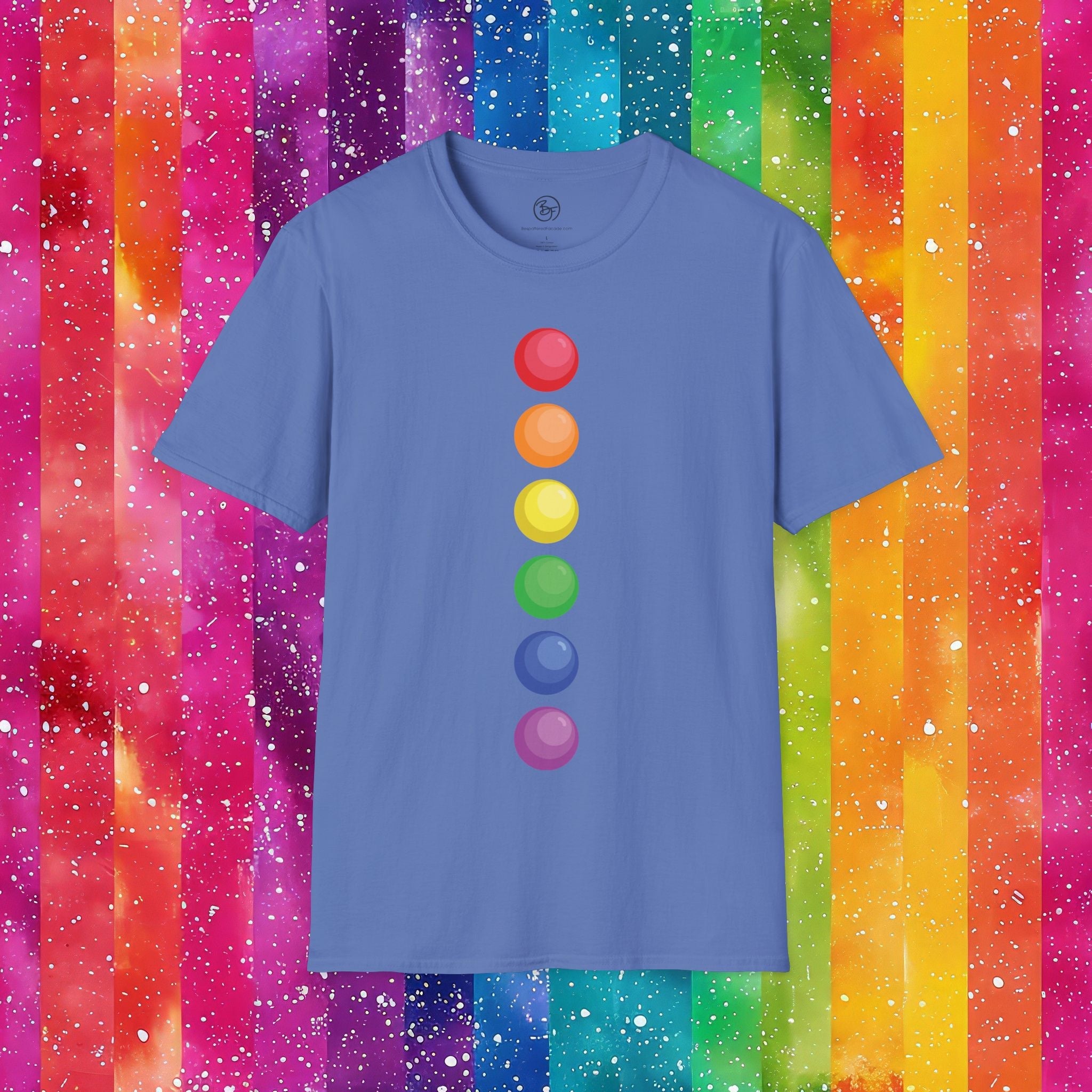 Bespattered Facade Rainbow Dots Unisex Softstyle T-Shirt