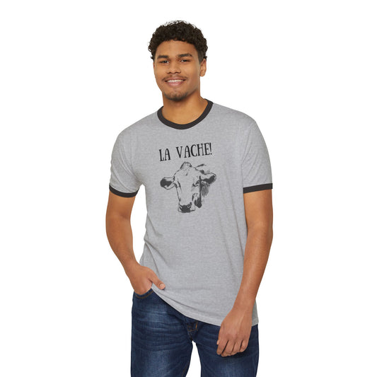 La vache! French tee, Unisex Cotton Ringer T-Shirt, French cow tee, French expressions, French teacher gifts