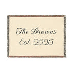 Custom family name and year Woven Blanket by Printify