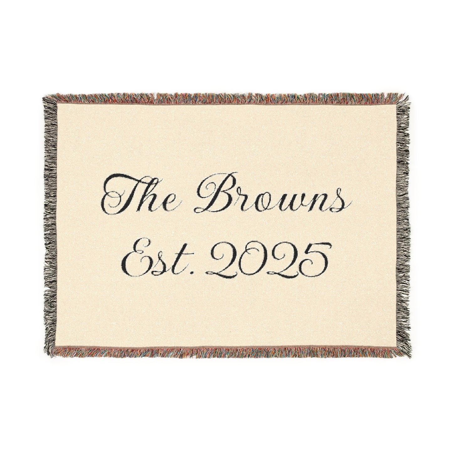 Custom family name and year Woven Blanket