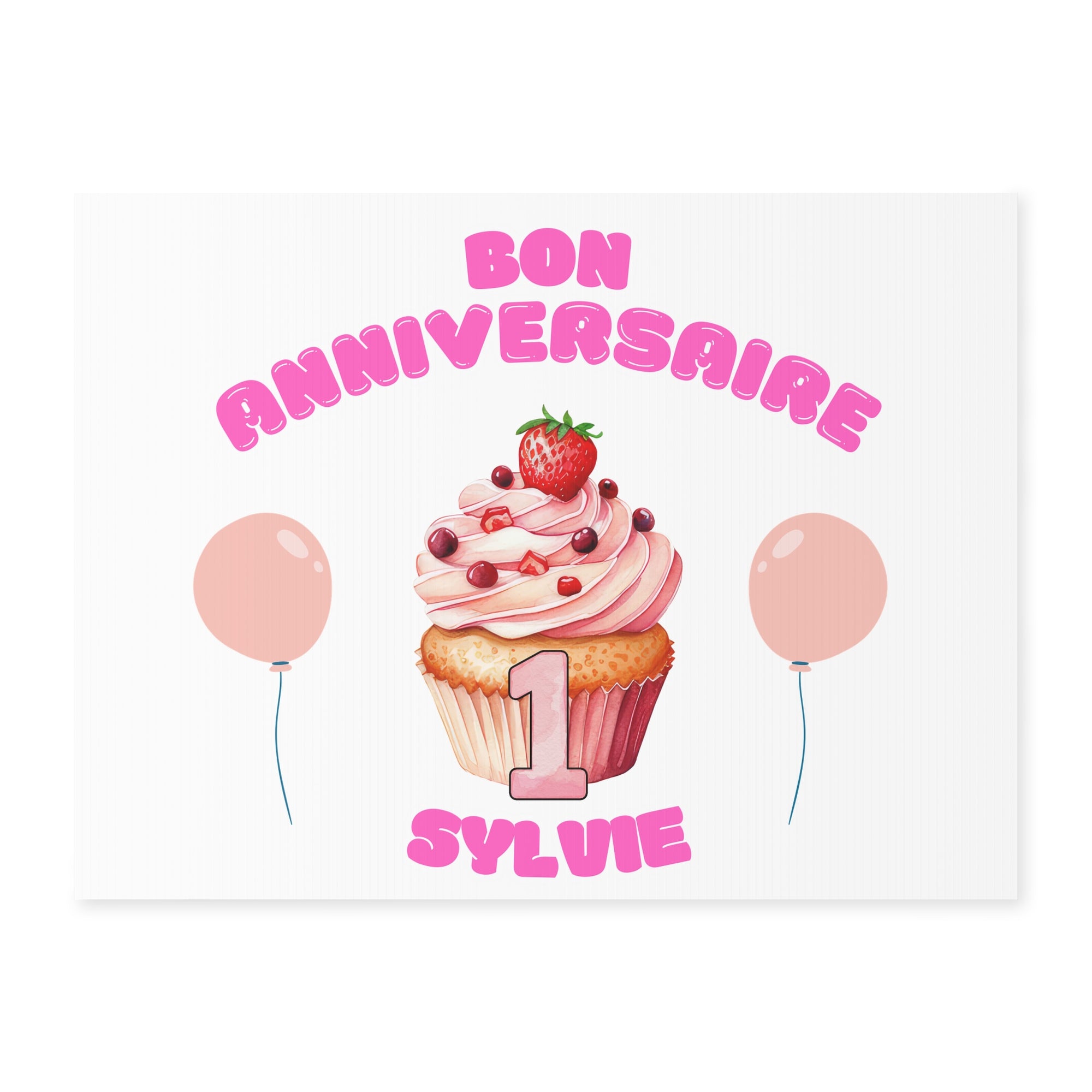 Bon anniversaire first birthday customizable yard Sign