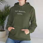 Auf Deutsch bitte Hoodie, Minimal Text Design, German Phrase Pullover