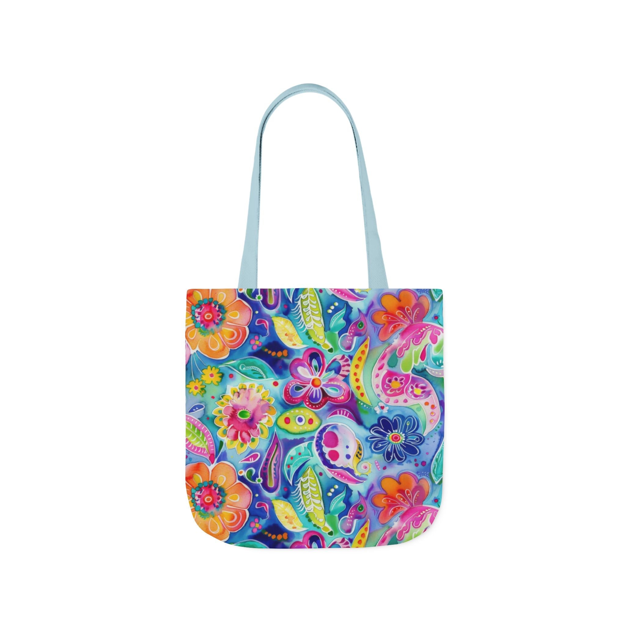Bespattered Facade Colorful Flowers Canvas Tote Bag | 3 Sizes and 5 Strap Colors
