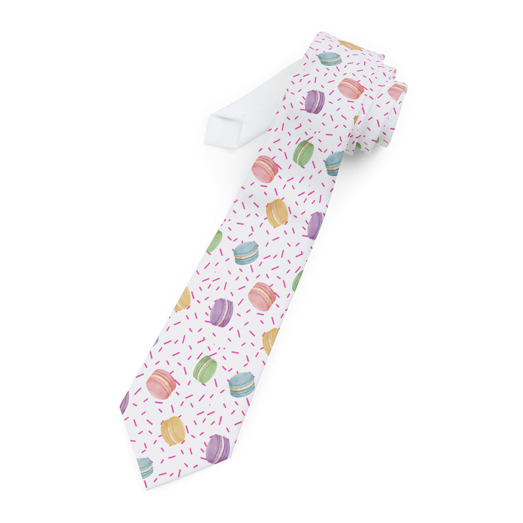 Macarons and sprinkles French pâtisserie Pattern Necktie, Pastel Sweets Sprinkles